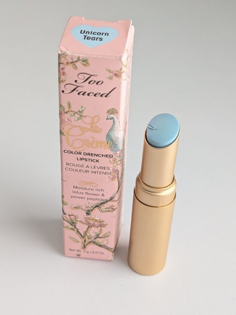 Too Faced La Creme Color Drenched lipstick UNICORN TEARS iridescent New w Box
